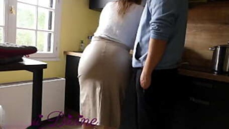 My Stepmom's Tight Leather Skirt Makes Her Want To Fuck Her Huge Ass